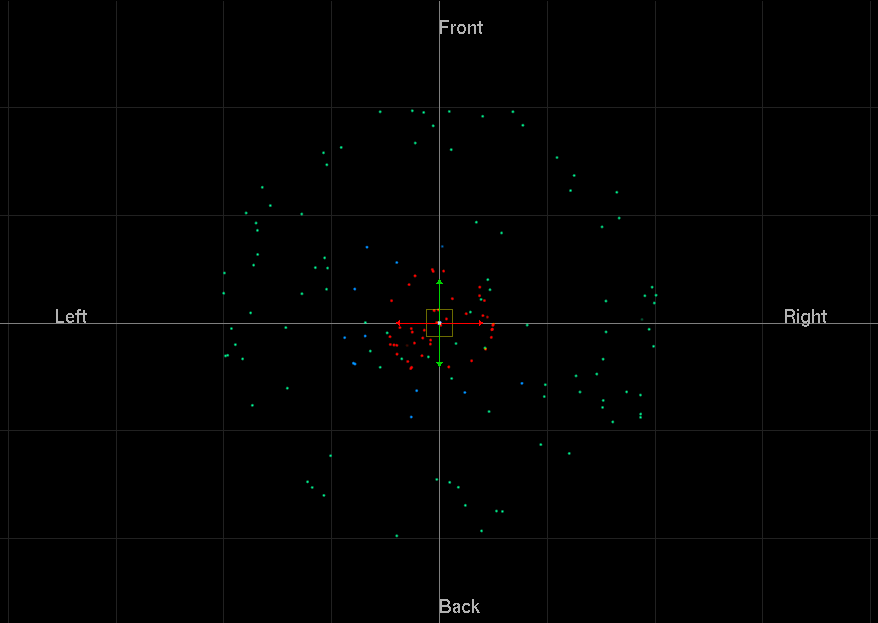 hi-definition 3D audio rendering: spheres of sounds surround the listener at varying distances.